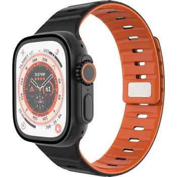 Řemínek na hodinky Magnetický řemínek FIXED Silicone Magnetic Strap pro Apple Watch 44/45/46/49mm, černý
