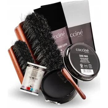 Přípravek pro údržbu obuvi Coccine sada pro péči o boty krém na boty Černý hadřík na čištění a leštění, kartáče na obuv