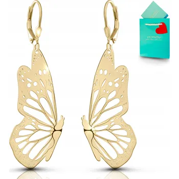Náušnice Náušnice zlaté visací motýli velké pozlacené dlouhé stříbro pozlacené 925
