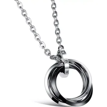 Náhrdelník Náhrdelník z nerezové oceli Kroužky se zirkony Black Rings - Model BEZ ŘETÍZKU (pouze přívěsek)