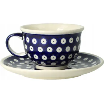 Šálek s podšálkem 0,22 L Dekor 42, Keramika Bolesławiec
