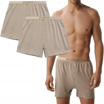 Boxerky PÁNSKÉ BOXERKY ATLANTIC 2BMB-005 modal béžová 2 ks (BALENÍ) L