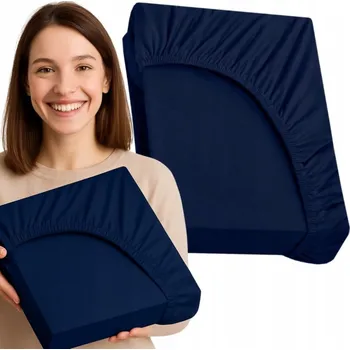 Prostěradlo PROSTĚRADLO S GUMOU BAVLNĚNÝ SATÉN 140X200 TMAVĚ MODRÁ BARVA