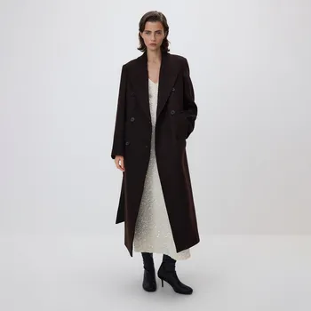 Reserved - Kabát s vlnou Manteco - tmavě hnědá - 761HD-89X - 761HD-89X-XXL