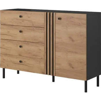 Komoda Komoda se skříňkou a zásuvkami do ložnice Deco - Meble Laski Dub Craft Zlatý / Antracit 138.1x96.3 cm