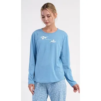 Dámské pyžamo Dámské pyžamo dlouhé Vienetta Secret Natural life modrošedá M