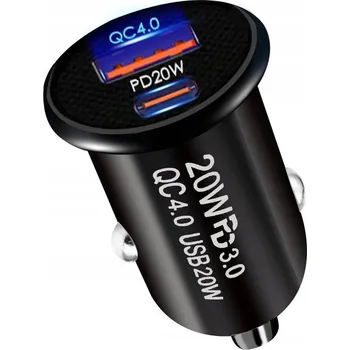 Nabíječka Automobilová Zapalovač USB QC 4.0, 20W, 1xUSB + USB TYPE-C 20W