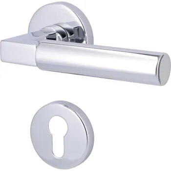 Dveřní kování Südmetall Alaska-R, chrom leštěný/černá leštěná, TopSpeed Chrom leštěný, Cylindrická vložka, Objektové dveře, Klika jednostranná, levá