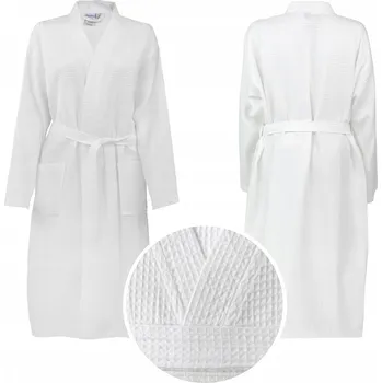 Dámský župan Vaflový župan Kimono Bílý Unisex Dlouhý Měkký Certifikovaný - Velikost XXL
