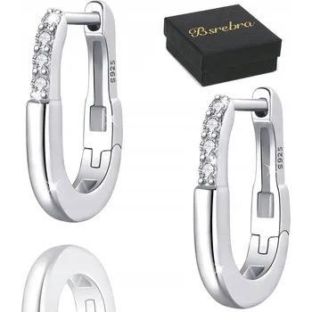 Náušnice Stříbrné Náušnice 925 STŘÍBRO s kubickými zirkony, anglické zapínání, dámské