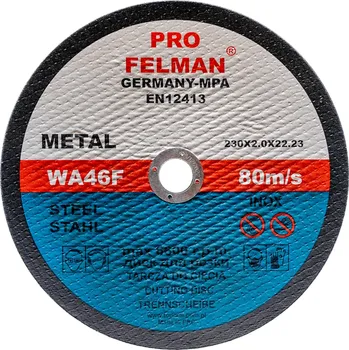 Řezný kotouč Řezný kotouč na kov Pro Felman WA46F 230x22,2x2 mm