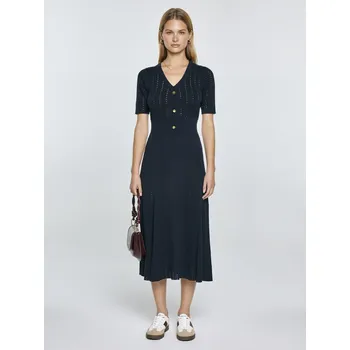 Dámské šaty BIG STAR ŠATY DÁMSKÉ MIDI SVETROVÉ TMAVĚ MODRÉ ADALINA 403 XL Modrá XL