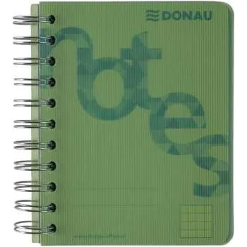 Kroužkový blok Donau College A6, čtverečkovaný - zelený, 140 listů