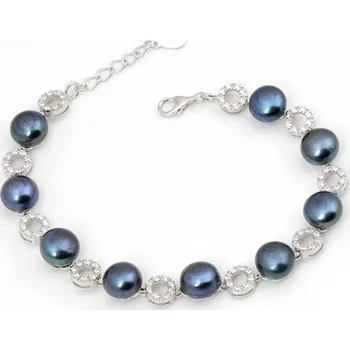 Náramek Stříbrný náramek z pravých sladkovodních perel STNA0442F + dárek zdarma