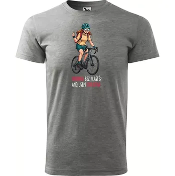 Pánské tričko Sablio Tričko s potiskem Hrdinka bez pláště? Ano, jsem cyklistka - šedé 3XL