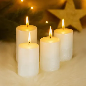 Svíčka Voskové svíčky, sada 4 ks bílá