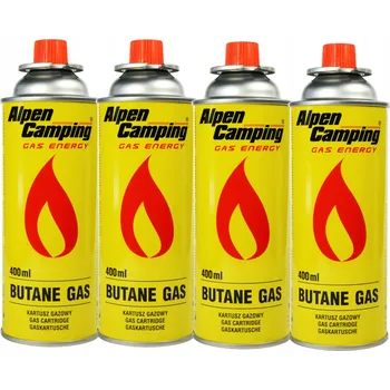 Plynová kartuše butan do plynových vařičů Alpen Camping 400ml, 4ks (UŠETŘÍTE! Výhodné balení)