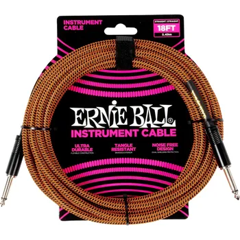 Příslušenství ke zvukové technice Ernie Ball Braided Instrument Cable Straight/Straight 18ft Pumpkin Pie + prodloužená záruka 3 roky
