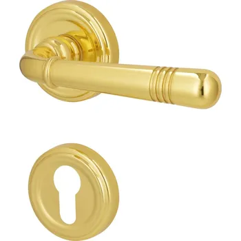 Dveřní kování Südmetall Scarlet-R mosaz/nerez vzhled, TopSpeed Mosaz lakovaná, Cylindrická vložka, Objektové dveře, Klika jednostranná, pravá