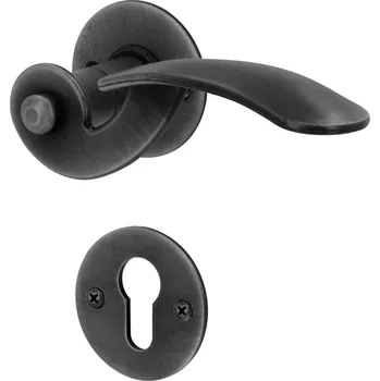 Dveřní kování Südmetall Kaprun II-R, černá ocel klika / klika, Cylindrická vložka