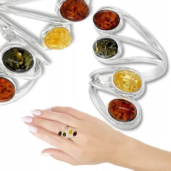 Prsten Pierścionek srebrny z bursztynem bałtyckim, nastavitelná velikost 14 FILM