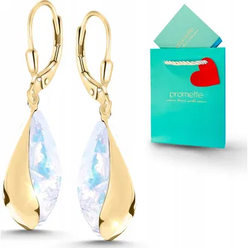 Náušnice Stříbrné Náušnice s bílým opálem, pozlacené, zlaté závěsné šperky, stříbro 925