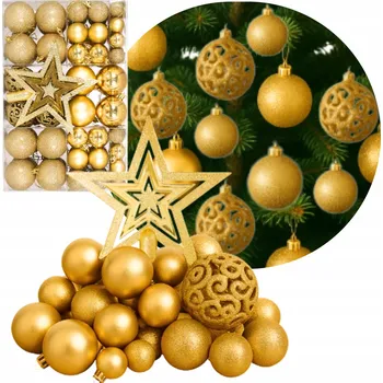 Vánoční dekorace VÁNOČNÍ BAŇKY NA VÁNOČNÍ STROMEK NEROZBITNÉ VÁNOČNÍ OZDOBY zlaté 100 KS SADA XXL