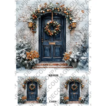 Umělecký papír Rýžový a soft papír na decoupage - Zimní zápraží - KB4530 Materiál: Soft, Rozměr: A4