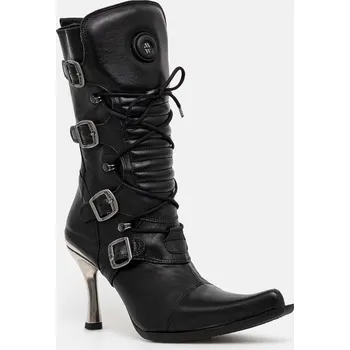 Dámské kozačky Kožené kotníkové boty New Rock ITALI NEGRO FINO + MALICIA TACON CARIBE ACERO M.9373.S8 černá 99X, EUR 37