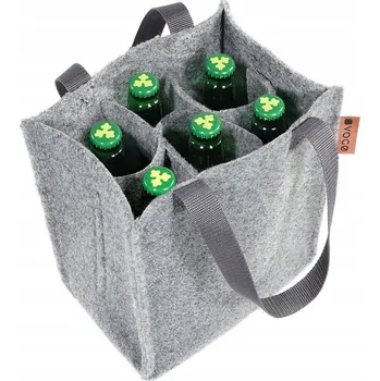 Taška na 6 lahví 0,5 litru z hrubého veluru, šedá, nákupní