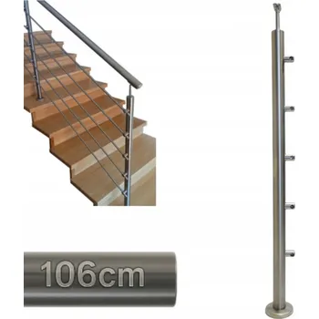 Zábradlí Levý sloupek Ø 42,4 x 1060 mm 5 Držáků Osových Ø 12 mm AISI304 Nerezový