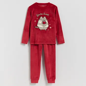 Dívčí spodní prádlo Reserved - Velurová pyžamová souprava Pusheen - červená - 617HK-33X - 617HK-33X-U12