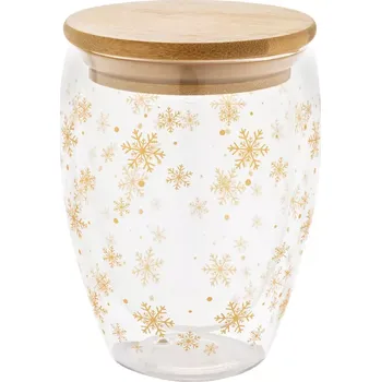 Termoska Bostro vánoční skleněný termohrnek - průhledná / přírodní - AP800152