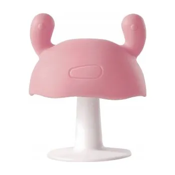 Kousátko houbička mushroom pro miminka na prořezávání zoubků, senzorické, silikonové - Růžové