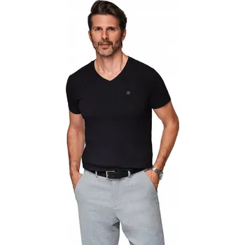 Pánské tričko Pánské tričko s výstřihem do V s elastanem černé V3 OM-TSCT-0106 XXL