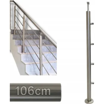 Zábradlí Levý sloupek Ø 42,4 x 1060 mm, 4 axiální úchyty Ø 12 mm, nerezová ocel AISI 304