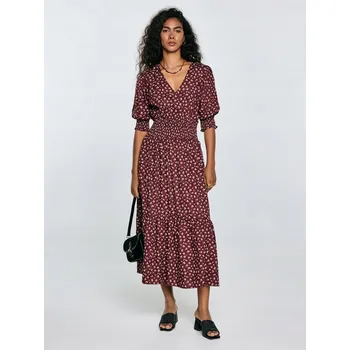 Dámské šaty BIG STAR ŠATY Z VISKÓZY S KVĚTY, VÍNOVÁ SHERI 604 XL