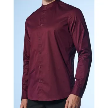 Pánská košile Sinsay - Hladká košile slim fit se stojáčkem - kaštanová - 114EV-83X - 114EV-83X-XL