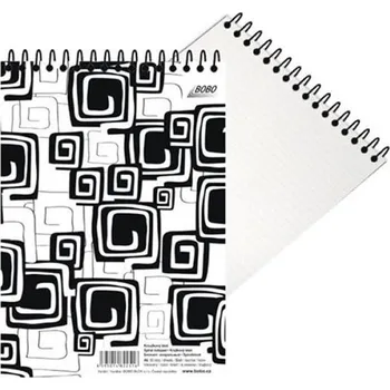 Blok BLACK WHITE s horní plastovou spirálou A6, linka, 50 listů
