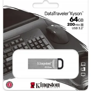 USB flash disk USB flash disk Kingston Kyson 64 GB USB 3.2 stříbrný
