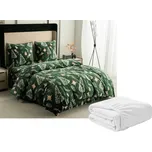 Sada 2ks mikroplyšového povlečení GREEN CHRISTMAS zelené + prostěradlo mikroplyš SOFT 180x200 cm bílé, dvoulůžko, 140x200 / 70x90 cm