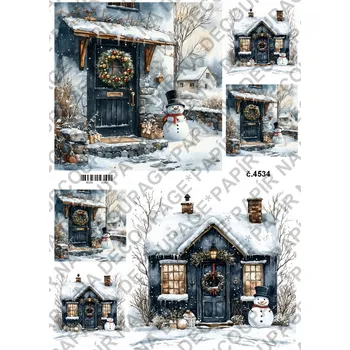 Umělecký papír Rýžový a soft papír na decoupage - Zimní zápraží - KB4534 Materiál: Rýžový papír, Rozměr: A4