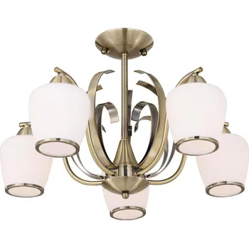 Závěsné rustikální pětiramenné osvětlení OPERA - 5xE27, 60W, patina / bílé