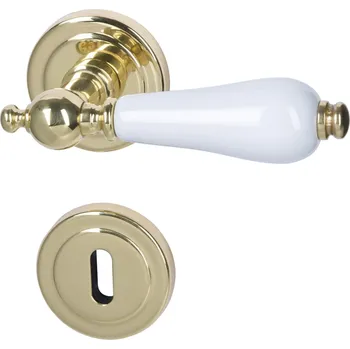 Dveřní kování Südmetall Poseidon-R, bílá keramika Mosaz lakovaná/bílá keramika, Obyčejný klíč, klika / klika