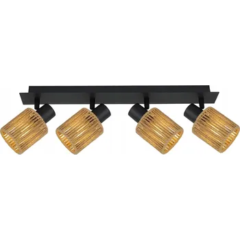 ZÁVĚSNÉ STROPNÍ SVÍTIDLO 4 STÍNIDLA LOFT REFLEKTORY LIŠTA PŘÍRODNÍ ČERNÁ