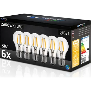 Žárovka 6x LED žárovka E27 FILAMENT 6W neutrální bílá 4000K EDISON RETRO dekorativní vlákno