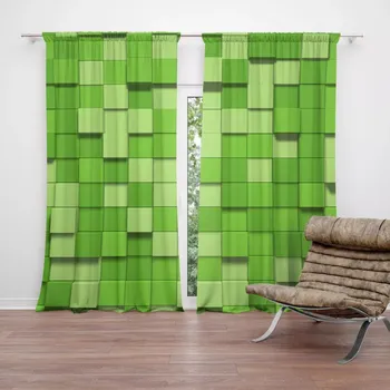 Závěs Sablio Závěs Green Blocks 3D: 2ks 140x250cm