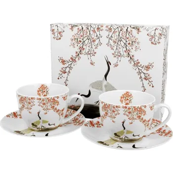 Sakura a jeřábi – sada 2 šálků na cappuccino (Japan Collection)