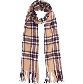 Šála MA.AL.BI Vlněná kostkovaná béžová šála s třásněmi Velikost: Unisize (S-XL)