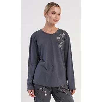 Dámské pyžamo Dámské nadměrné pyžamo Vienetta Secret Lucia tmavě šedá 4XL